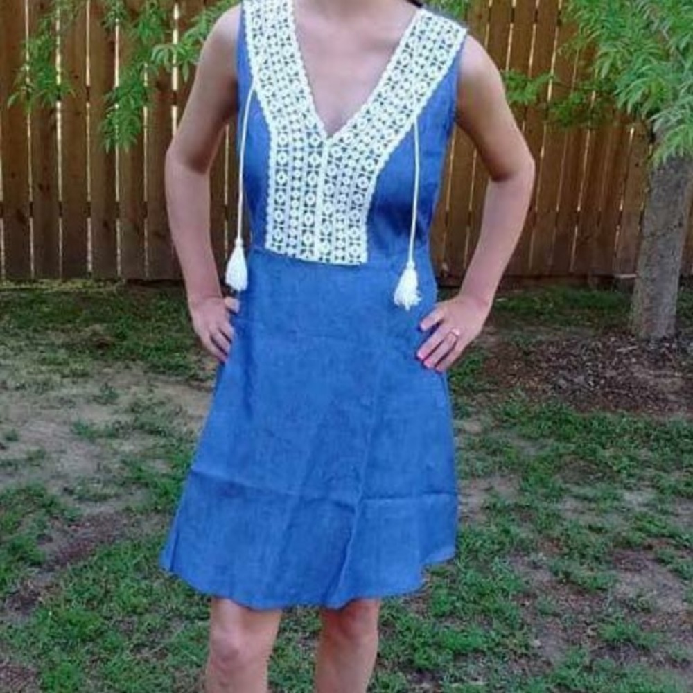 Denim crochet dress!